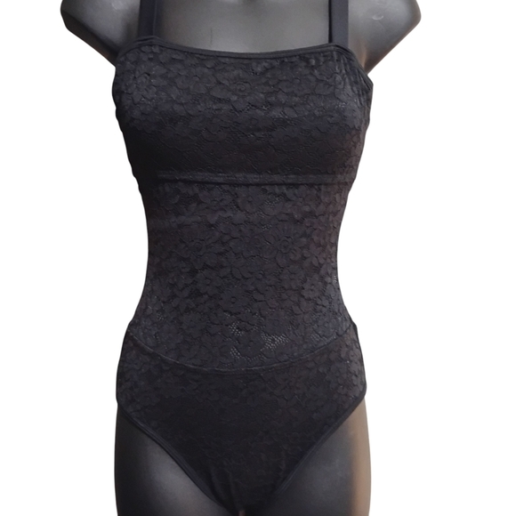 New Scop Swimwear | Black One Piece, Lace With Sheer Mid Section | Size Medium - Picture 15 of 15